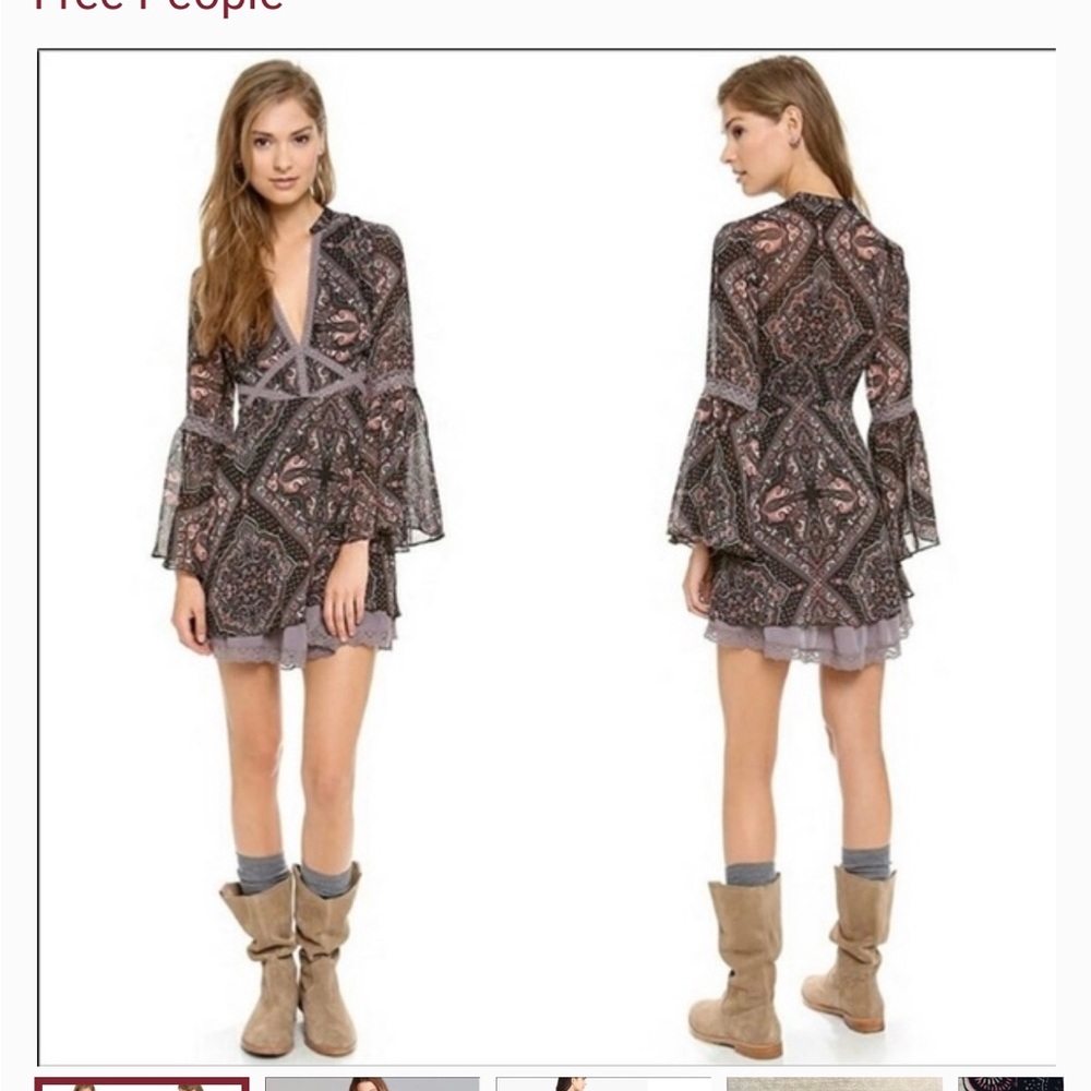 Free People Black and Pink Mini Dress